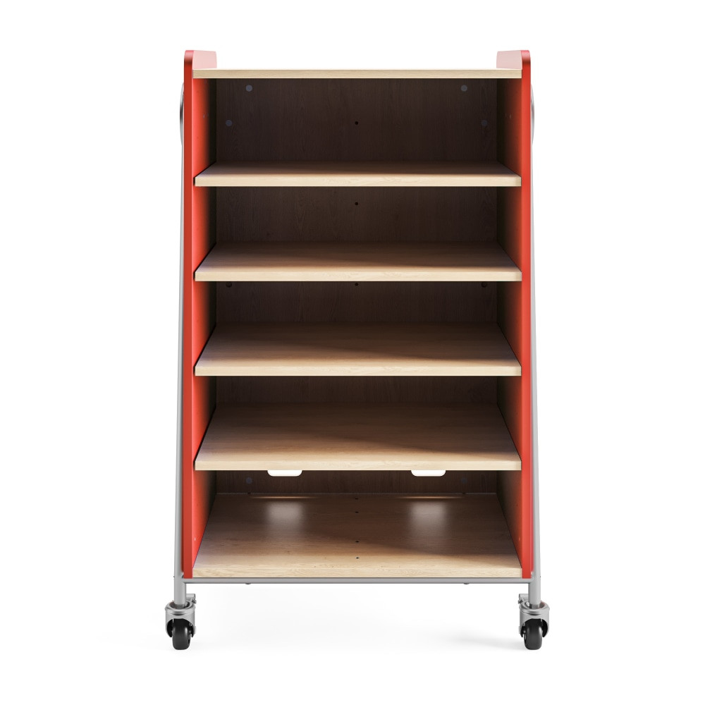 SAFCO PRODUCTS CO Safco 3923RED  Whiffle Double-Column 4-Shelf Rolling Storage Cart, 48inH x 30inW x 19-3/4inD, Red