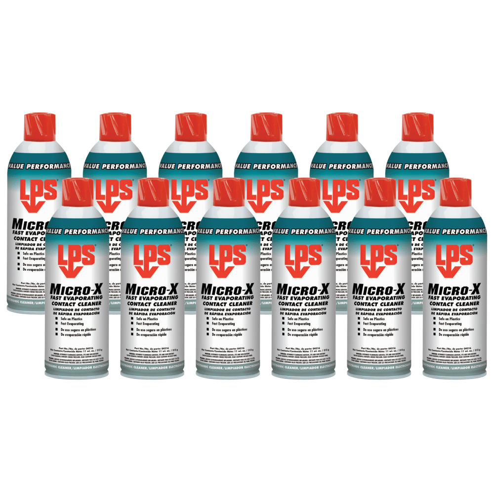 LPS LABORATORIES, INC. LPS 04516 Micro-X Fast Evaporating Aerosol Contact Cleaner, 11 Oz Can, Case Of 12