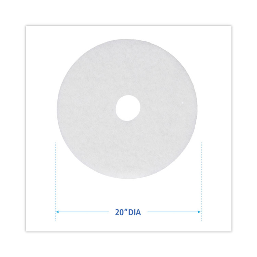 BOARDWALK 4020WHI Polishing Floor Pads, 20" Diameter, White, 5/Carton