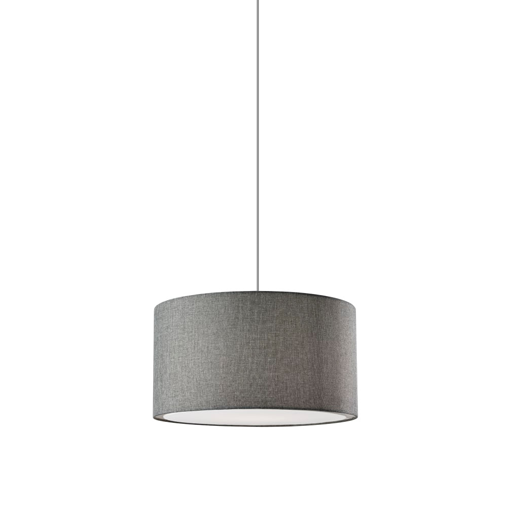 ADESSO INC 4003-03 Adesso Harvest Large Drum Pendant Lamp, 20inW, Gray Shade/White Base