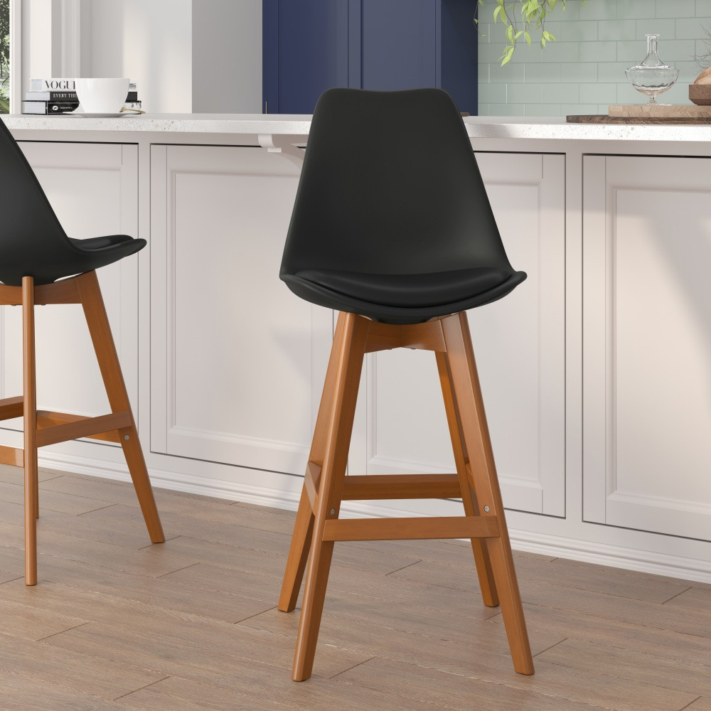 FLASH FURNITURE CH2109257BK  Dana Commercial-Grade Modern Counter Stools, Black/Natural, Set Of 2 Stools