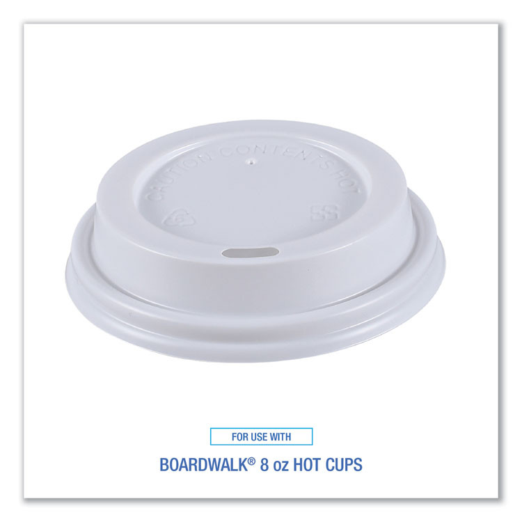 BOARDWALK HOTWH8 Hot Cup Lids, Fits 8 oz Hot Cups, Plastic, White, 50/Sleeve, 20 Sleeves/Carton