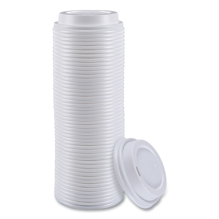 BOARDWALK HOTWH8 Hot Cup Lids, Fits 8 oz Hot Cups, Plastic, White, 50/Sleeve, 20 Sleeves/Carton