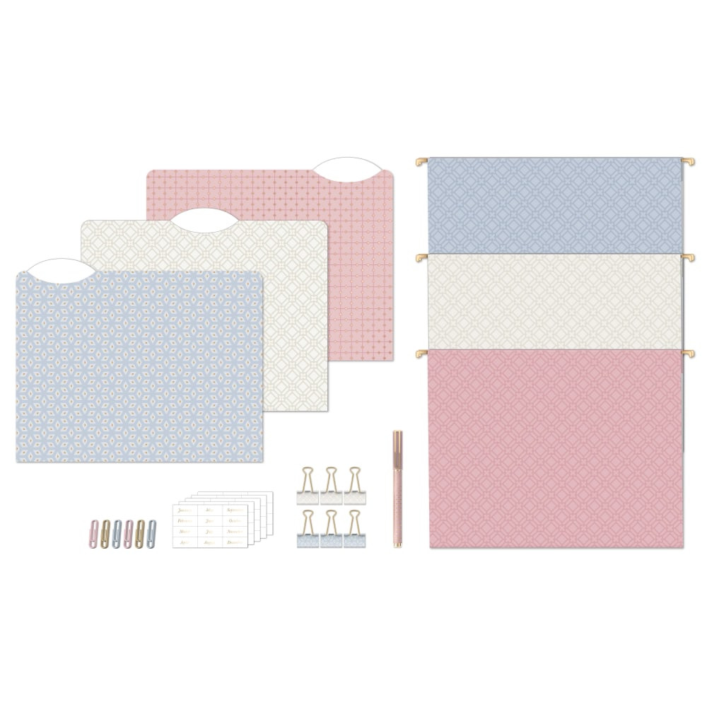 UBRANDS, LLC U Brands 4866U01-06  Delicate Details Filing Kit, Pastel/Gold, Set Of 145 Pieces