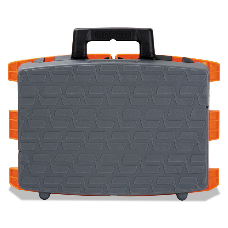 COSCO 11903BGO1E Folding Step Stool, 1-Step, 300 lb Capacity, 8.5" Working Height, Orange/Gray