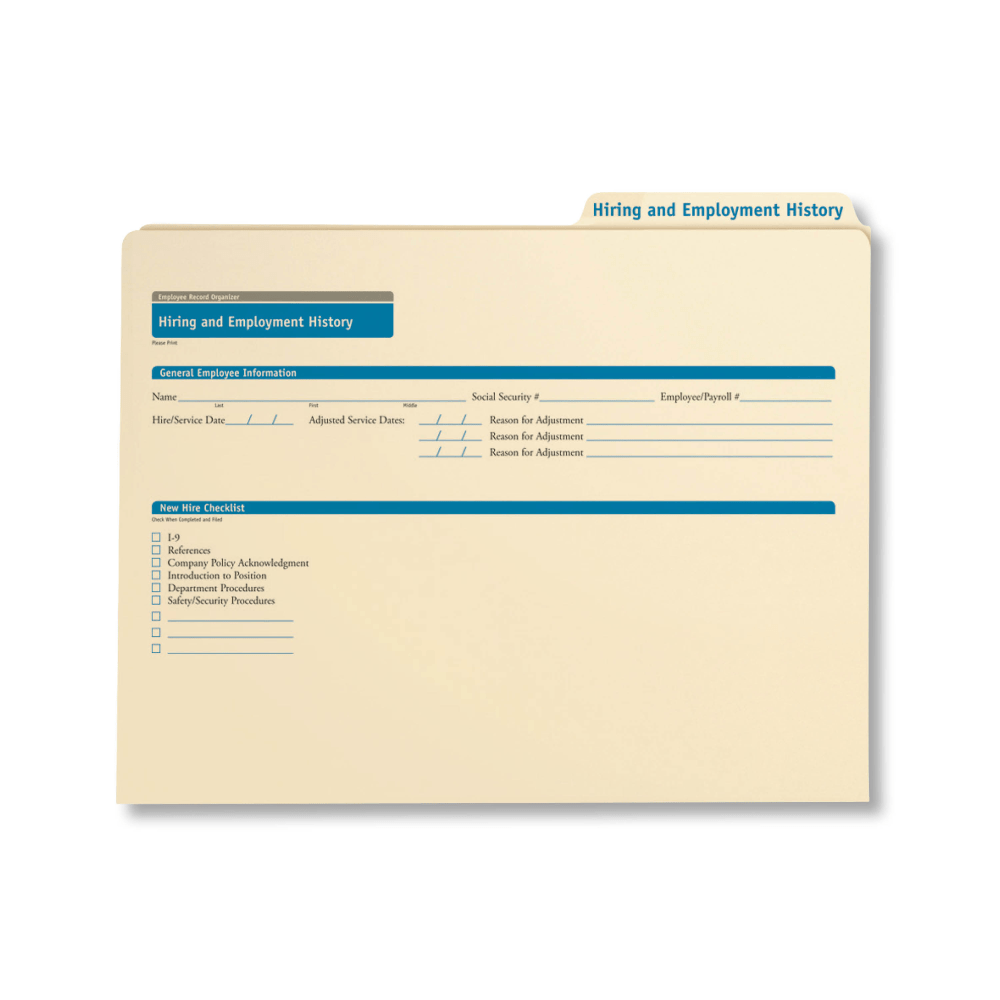 TAX FORMS PRINTING, INC. A3310 ComplyRight Hiring/Employment History Folders, 12in x 9 1/2in, Manila, Pack Of 25