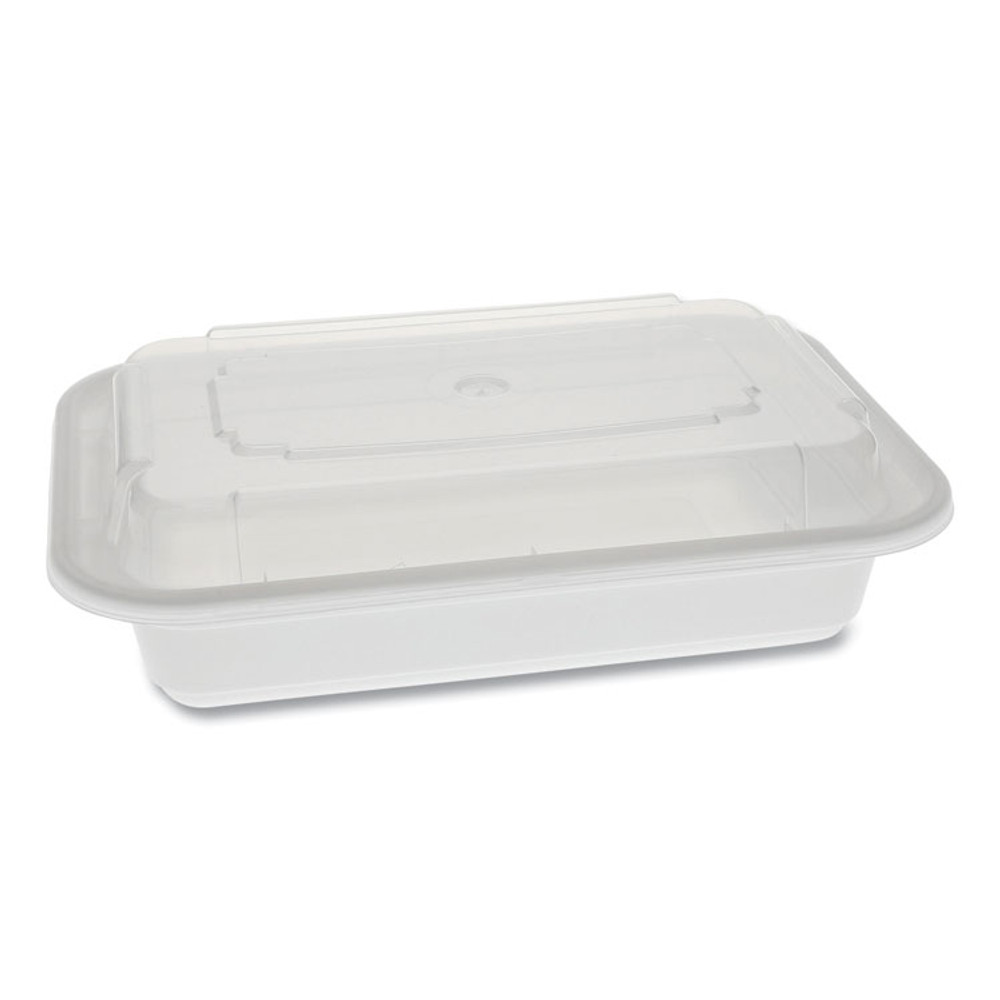 PACTIV EVERGREEN CORPORATION NC8168 Newspring VERSAtainer Microwavable Containers, Rectangular, 16 oz, 5 x 7.25 x 2, White/Clear, Plastic, 150/Carton