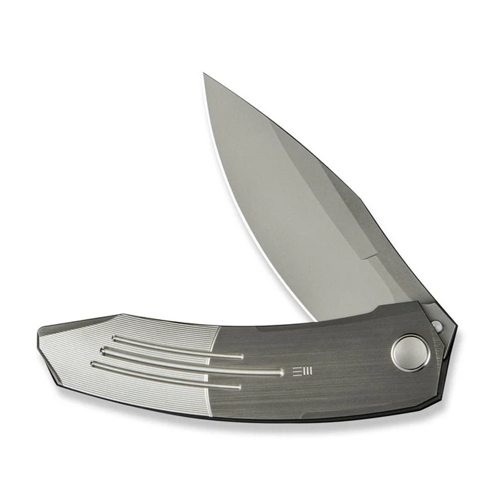 We Knife WE23069B-2 WEKNIFE Sine Wave Flipper Knife Gray Hand Rubbed & Satin Titanium Handle