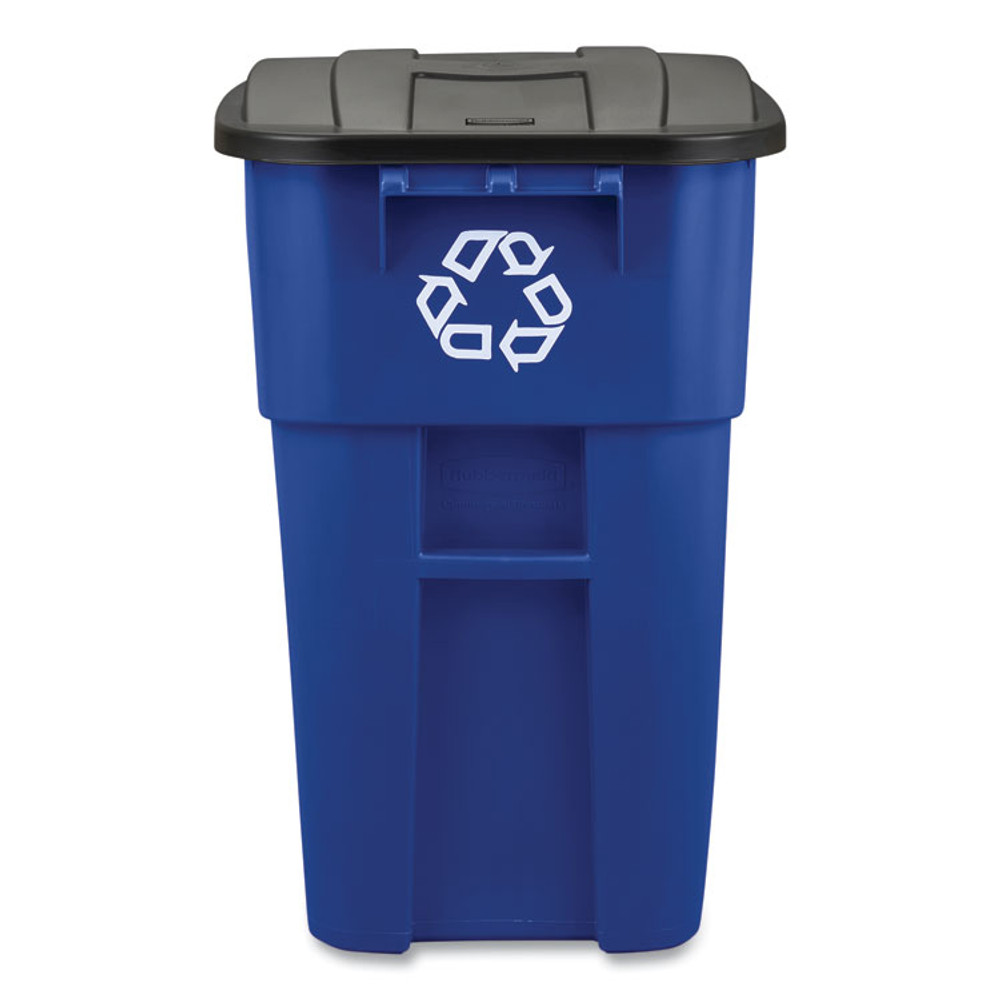 RUBBERMAID COMMERCIAL PROD. 9W27-73 BLU Square Brute Recycling Rollout Container, 50 gal, Plastic, Blue