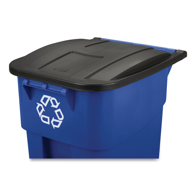 RUBBERMAID COMMERCIAL PROD. 9W27-73 BLU Square Brute Recycling Rollout Container, 50 gal, Plastic, Blue