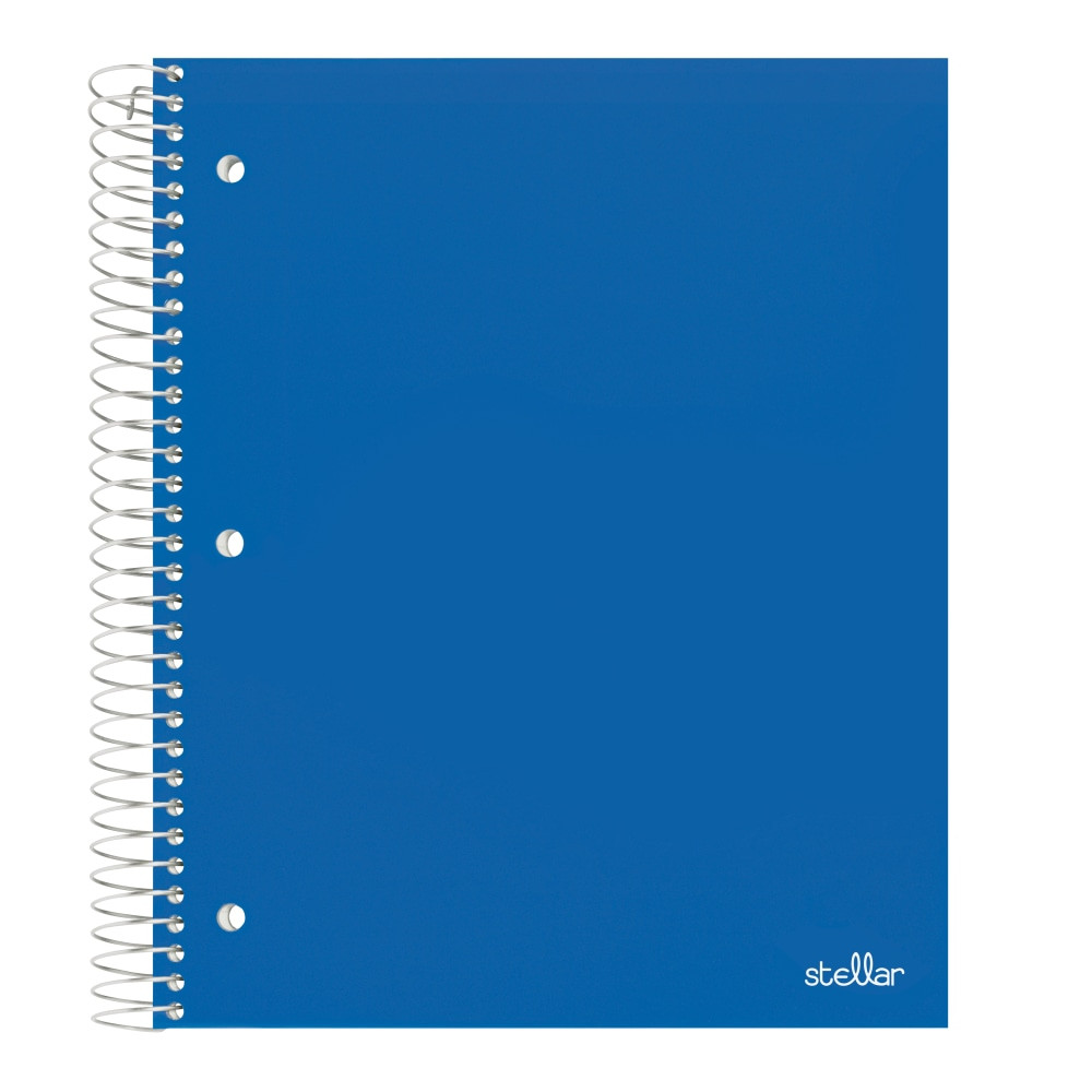 When you get a great idea during the day, jot it down in this notebook for safe keeping. This college-ruled notebook contains lined pages that are perforated so they tear easily for your convenience.  Poly cover creates a durable barrier to protect your notes from spills.  Perforated sheets can be torn out if needed.  Heavy-duty coil makes page flipping easy.  Poly pocket divider inside is great for storing loose sheets.  3-hole punched so you can carry in your binder or tear pages out and sort for different subjects.  5 subject notebook includes 200 college ruled pages.
