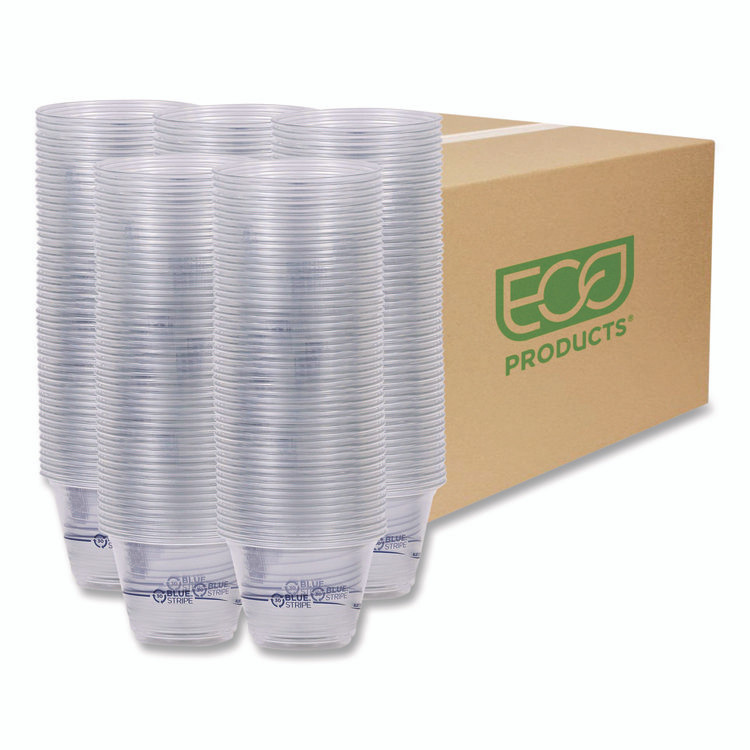 ECO-PRODUCTS,INC. EPCR9 BlueStripe 25% Recycled Content Cold Cups, 9 oz, Plastic, Clear/Blue, 50/Pack, 20 Packs/Carton
