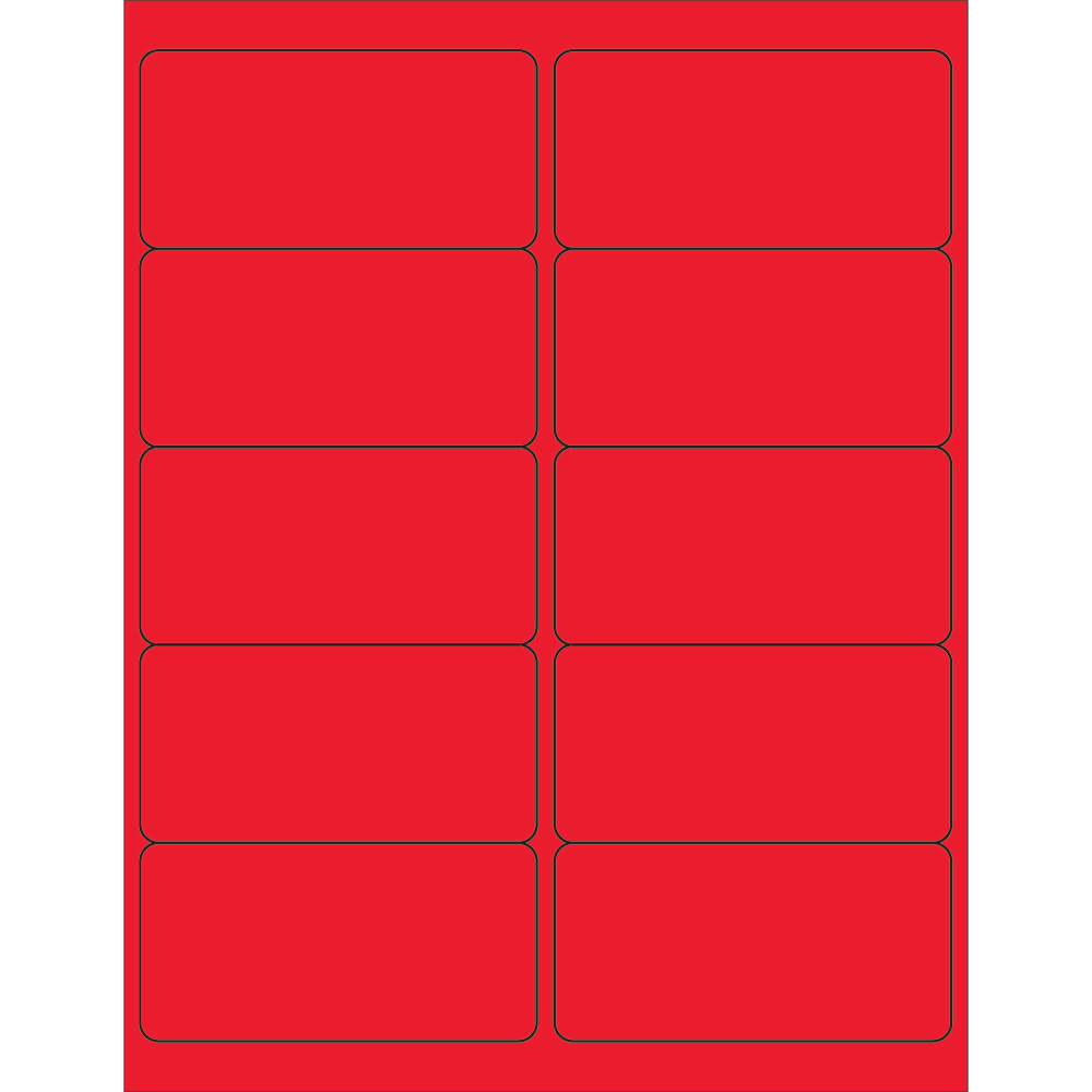 B O X MANAGEMENT, INC. LL178RD Tape Logic Permanent Labels, LL178RD, Rectangle, 4in x 2in, Fluorescent Red, Case Of 1,000