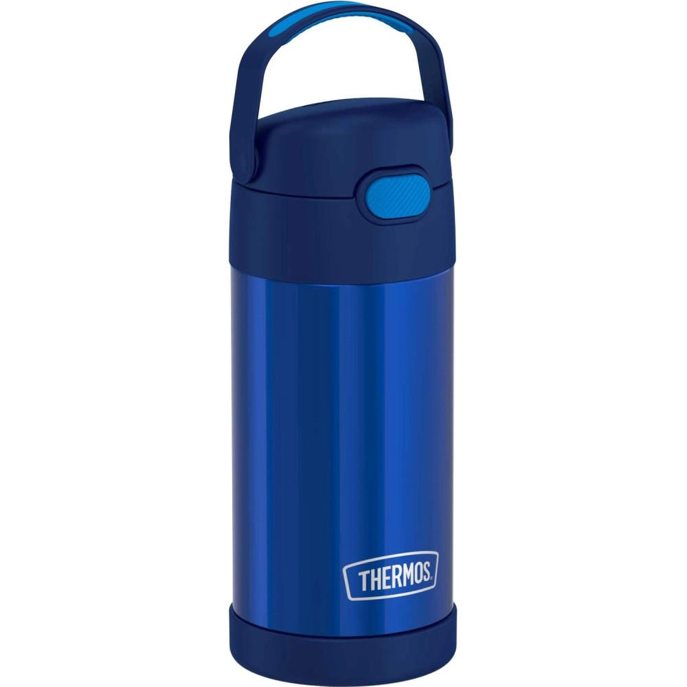 KING-SEELEY THERMOS/THERMOS F4100NY6 Thermos FUNtainer Water Bottle 12Oz - 12 fl oz - Navy - Stainless Steel, Silicone