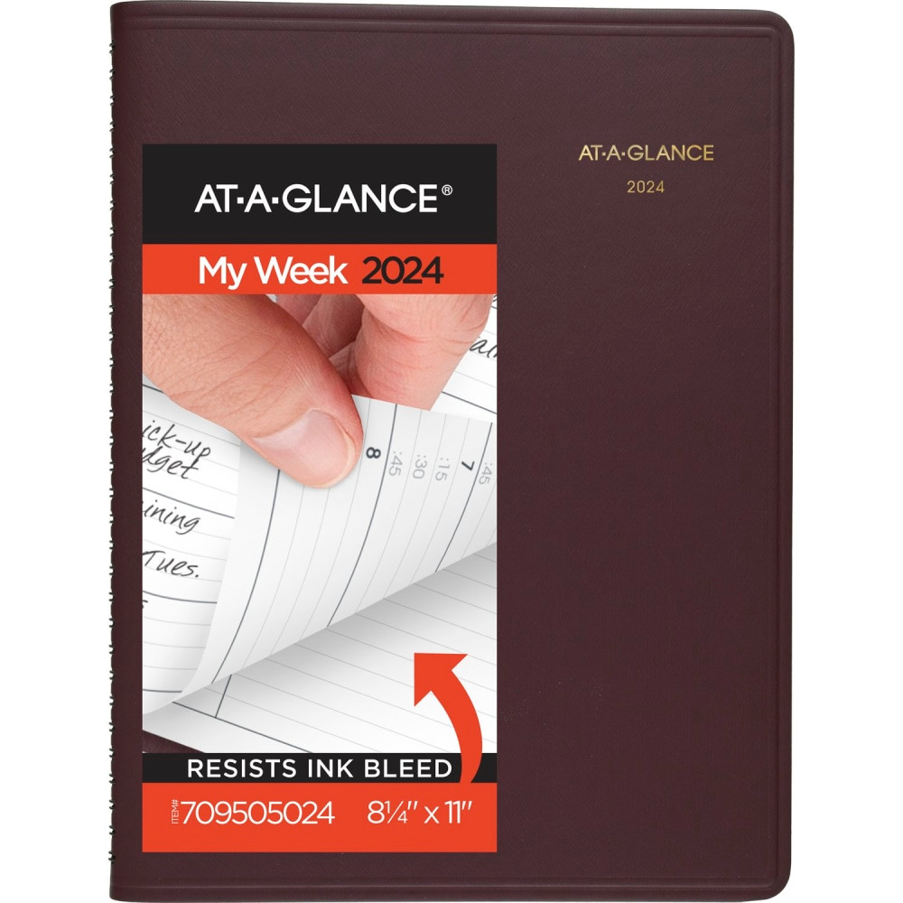 ACCO BRANDS USA, LLC AT-A-GLANCE 709505024 2024-2025 AT-A-GLANCE 13-Month Weekly Appointment Book Planner, 8-1/4in x 11in, Winestone, January 2024 To January 2025, 7095050