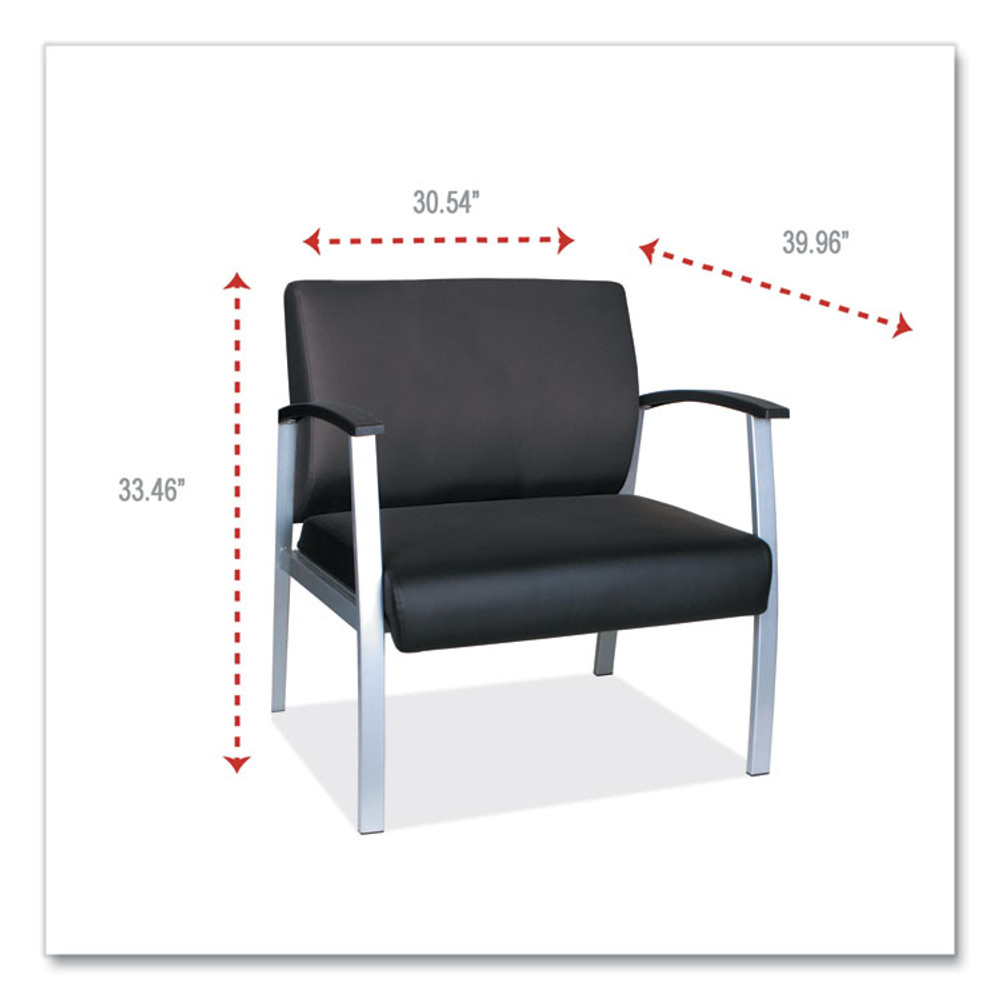 ALERA ML2219 Alera metaLounge Series Bariatric Guest Chair, 30.51" x 26.96" x 33.46", Black Seat, Black Back, Silver Base