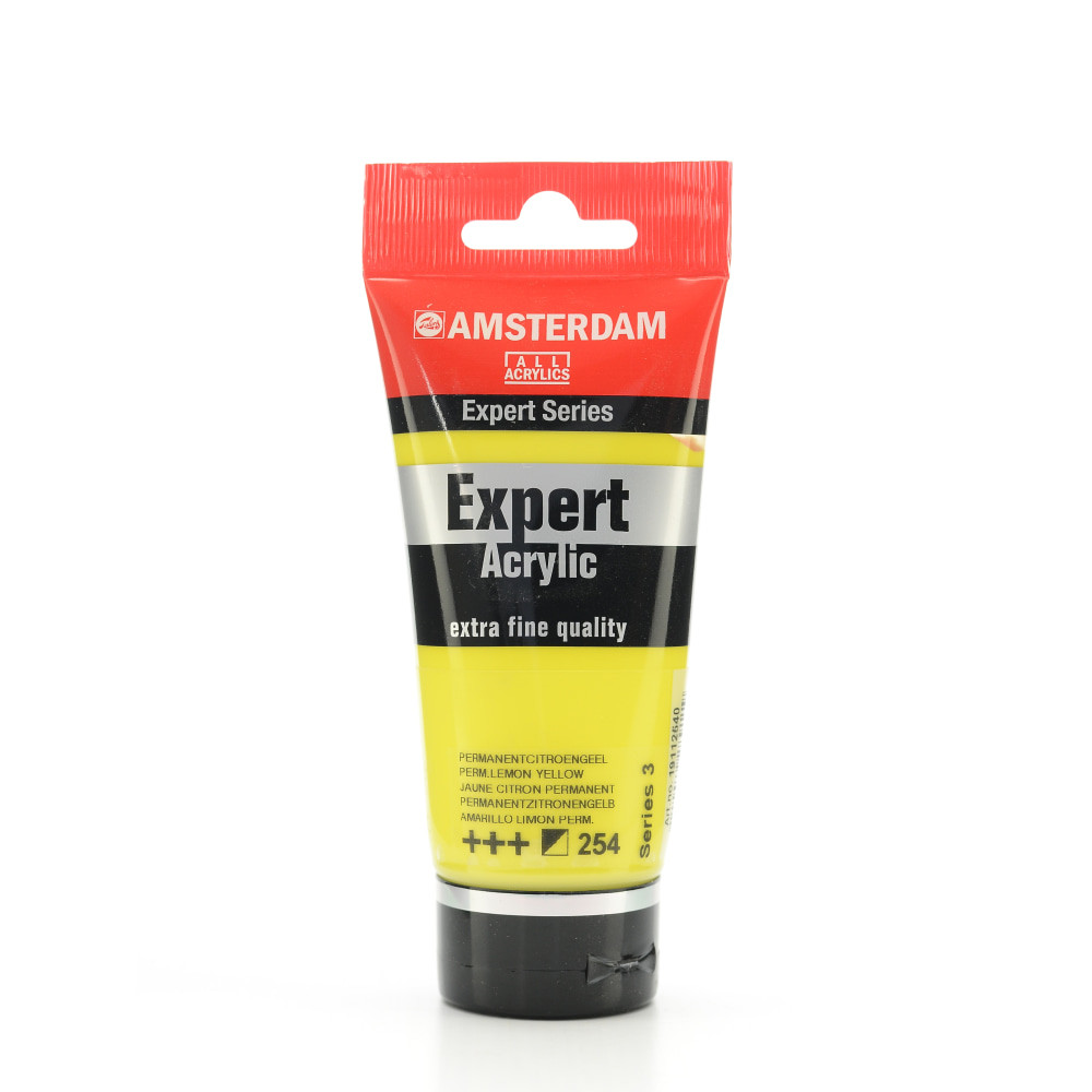 WINSOR & NEWTON 100515323-2 Amsterdam Expert Acrylic Paint Tubes, 75 mL, Permanent Lemon Yellow, Pack Of 2