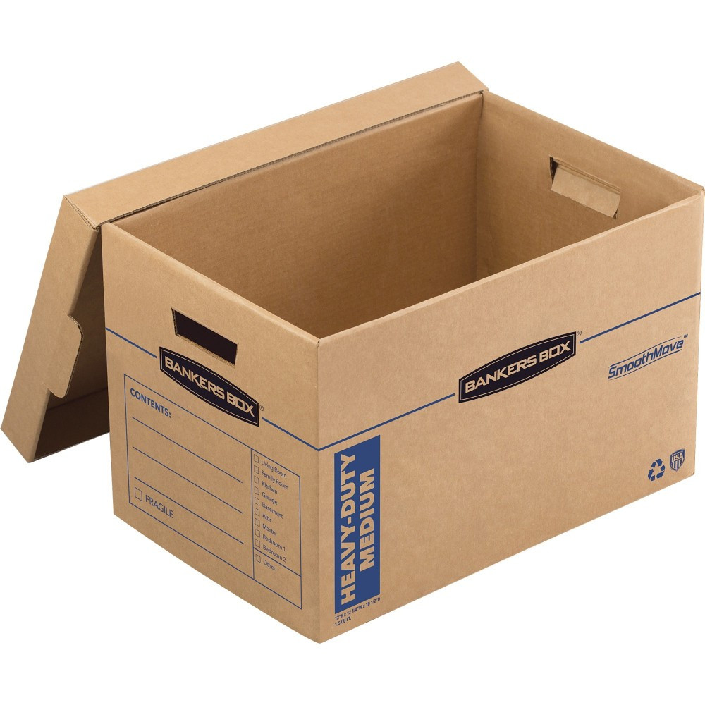 FELLOWES INC. 7710301 Bankers Box SmoothMove Moving & Boxes, 12in x 12 1/4in x 18 1/2in, 8 Pack
