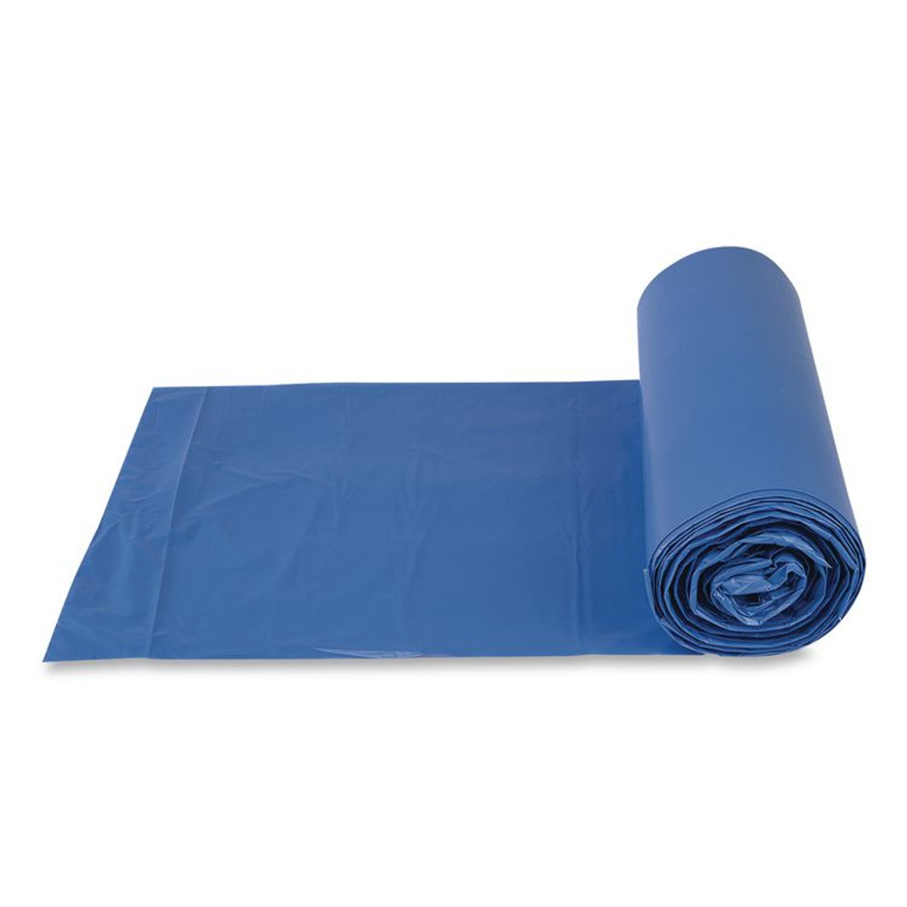 INTEGRATED BAGGING SYSTEMS Inteplast Group BRS304314BL High-Density Commercial Can Liners, 33 gal, 14 mic, 30" x 43", Blue, Interleaved Roll, 25 Bags/Roll, 10 Rolls/Carton