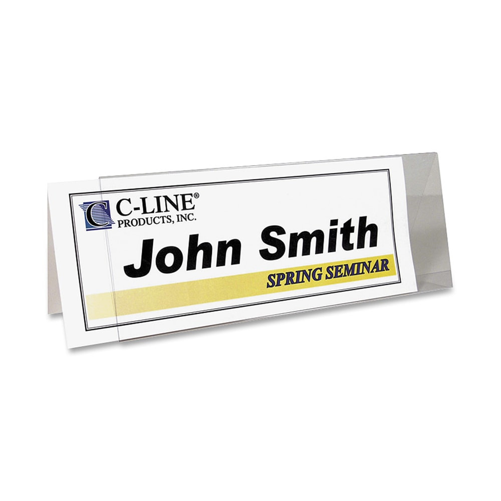 C-LINE PRODUCTS, INC. 87507 C-Line Inkjet/Laser Name Tent Holders, 11 1/5in x 4 3/10in, Clear, Box Of 25