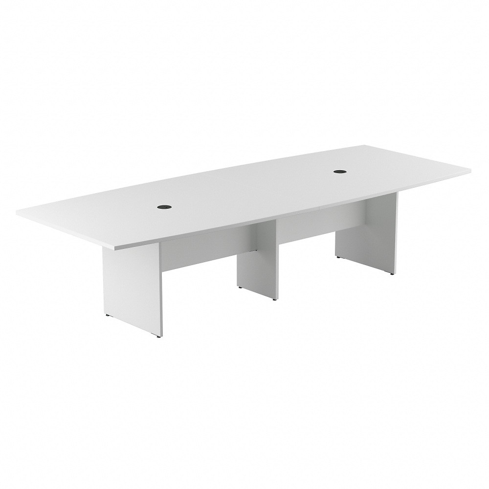 BUSH INDUSTRIES INC. Bush Business Furniture 99TB12048WHK  120inW x 48inD Boat-Shaped Conference Table With Wood Base, White, Standard Delivery