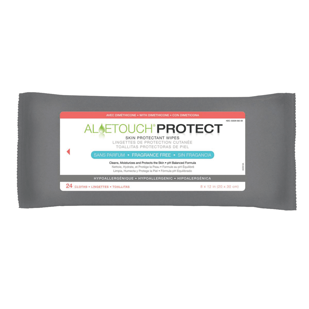 MEDLINE INDUSTRIES, INC. MSC095281 Aloetouch PROTECT Dimethicone Skin Protectant Wipes, 8in x 12in, White, 24 Per Pack