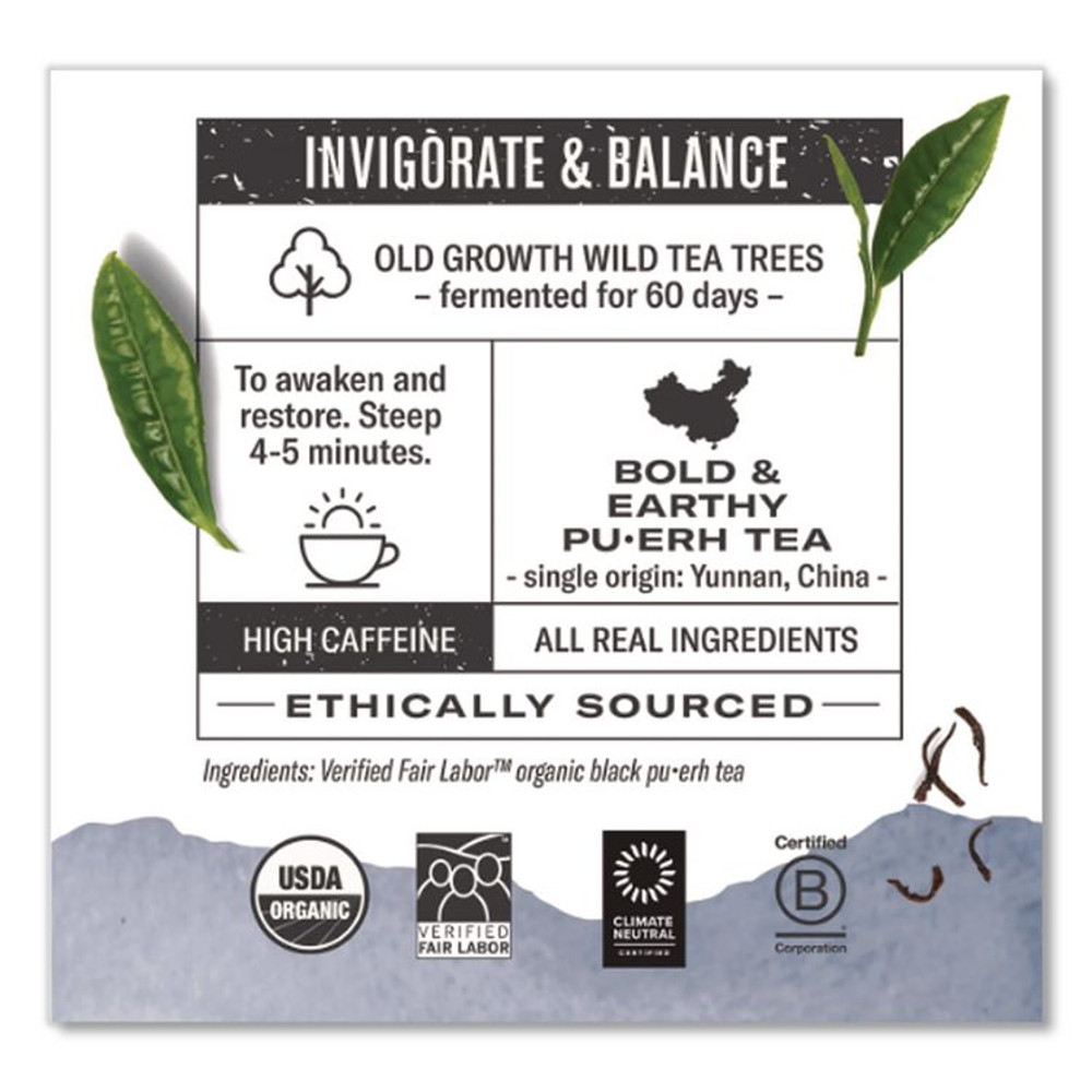 NUMI 10350 Organic Teas and Teasans, 0.125 oz, Emperor's Puerh, 16/Box