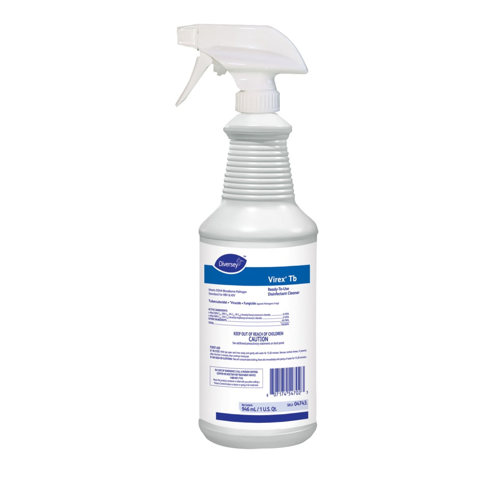 SEALED AIR CORPORATION Diversey DVO04743  Virex TB Disinfectant Cleaner, Lemon, 32 Oz, Case Of 12