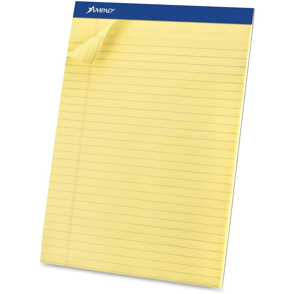 TOPS BUSINESS FORMS Ampad 20260  Basic Micro Perforated Writing Pads, 50 Sheets, Stapled, Wide Ruled, 8 1/2in x 11 1/2in, Canary Yellow, Pack Of 12