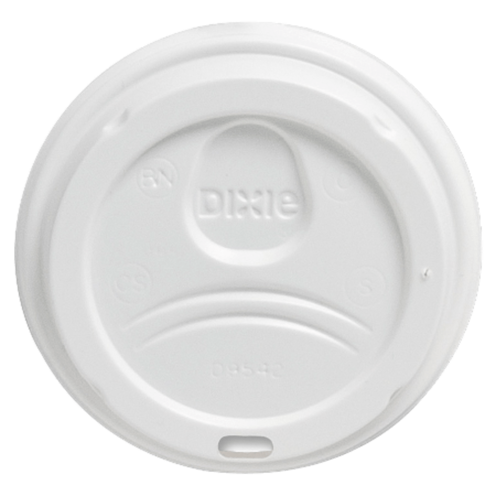 DIXIE FOODS 9542500DXEA Dixie PerfecTouch Hot Cup Lids, For 10-, 12- And 16-Oz Cups, White, Pack Of 50 Lids