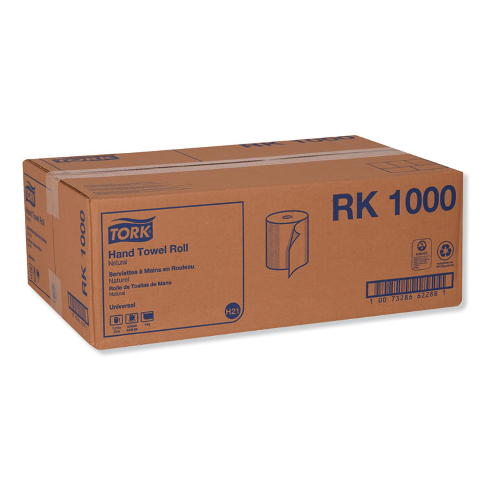 SCA TISSUE Tork® RK1000 Hardwound Roll Towel, 1-Ply, 7.88" x 1,000 ft, Natural, 6 Rolls/Carton