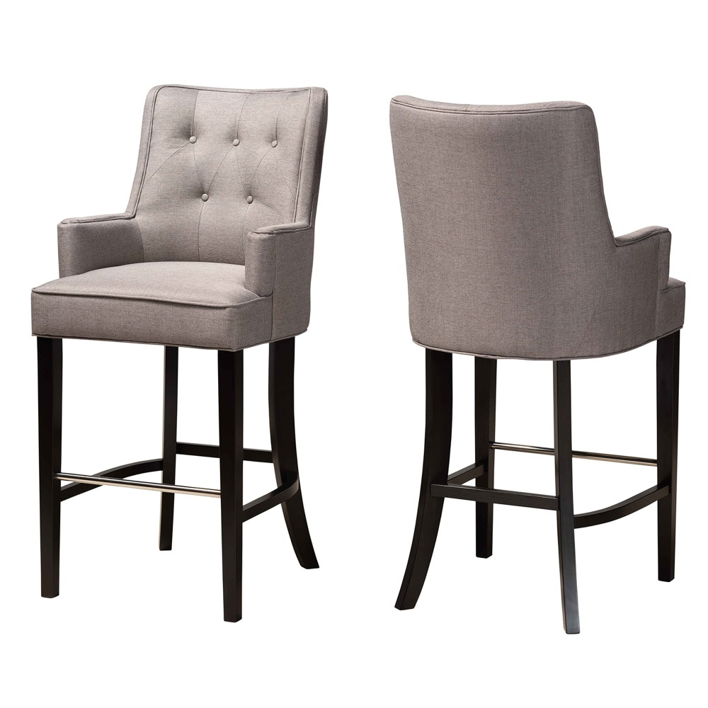 WHOLESALE INTERIORS, INC. 2721-11005 Baxton Studio Aldon Bar Stools, Gray/Dark Brown, Set Of 2 Stools