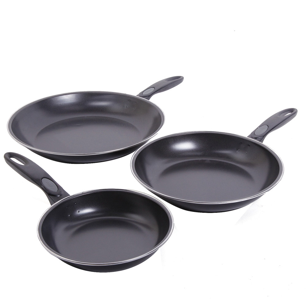 GIBSON OVERSEAS INC. 995100979M Gibson Home Aventura 3-Piece Aluminum Non-Stick Frying Pan Set, Black