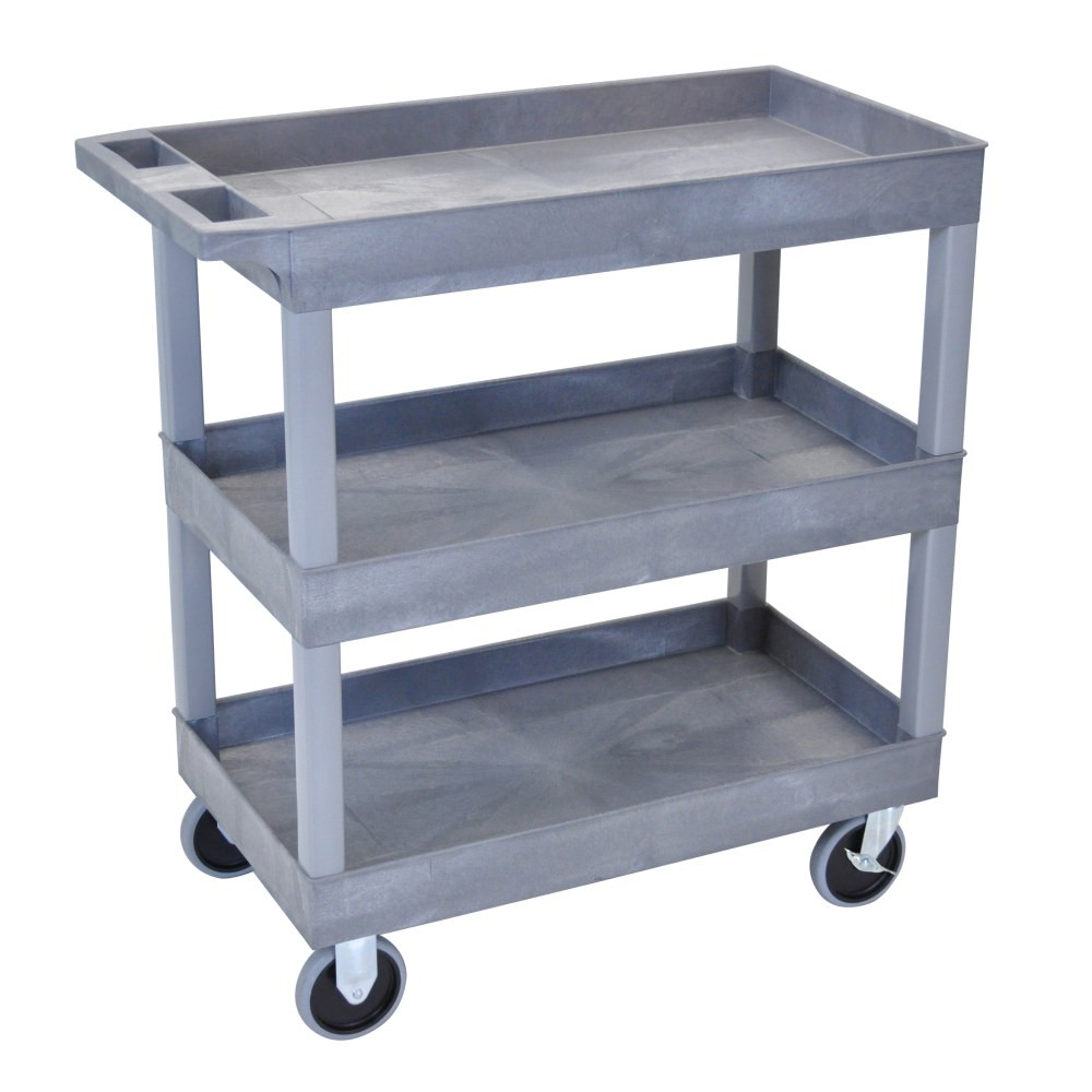 H. WILSON/ LUXOR FURNITURE Luxor EC111HD-G  E-Series 3-Shelf Tub Cart, 37 1/4inH x 32inW x 18inD, Gray