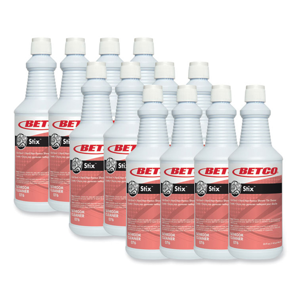BETCO CORPORATION 761200 Stix Toilet Bowl Cleaner, Cherry Almond Scent, 32 oz Bottle, 12/Carton