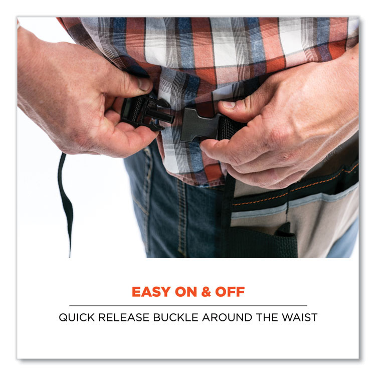 TENACIOUS HOLDINGS, INC. ergodyne® 13695 Arsenal 5706 13-Pocket Waist Apron, 13 Compartments, 23 x 9, Canvas, Gray