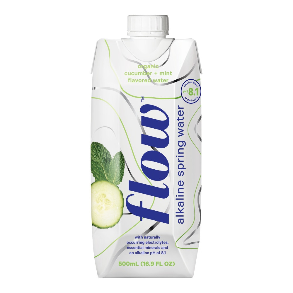 FLOW WATER FW102 Flow Hydration Alkaline Spring Water, 17 Oz, Cucumber Mint, Case Of 12