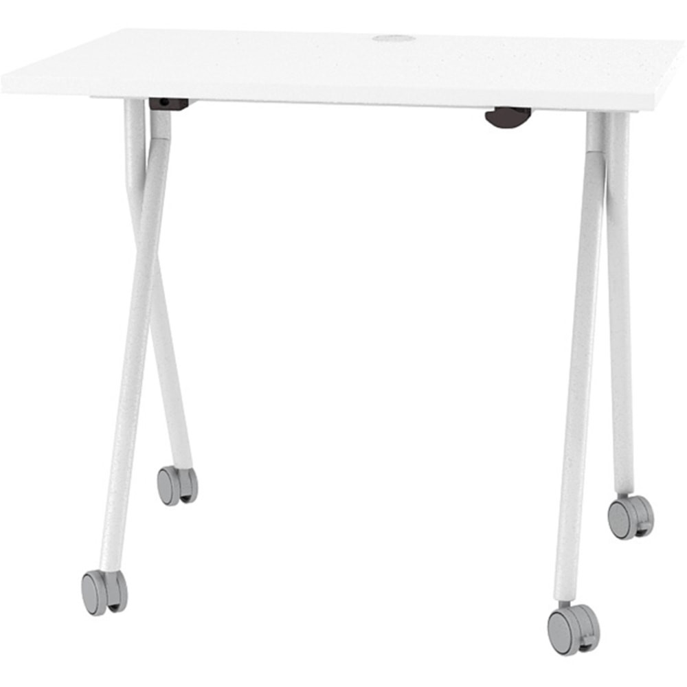 NORSTAR OFFICE PRODUCTS INC. NFT3624H-WT Boss Office Products 36inW Flip-Top Folding Training Table, White/Silver