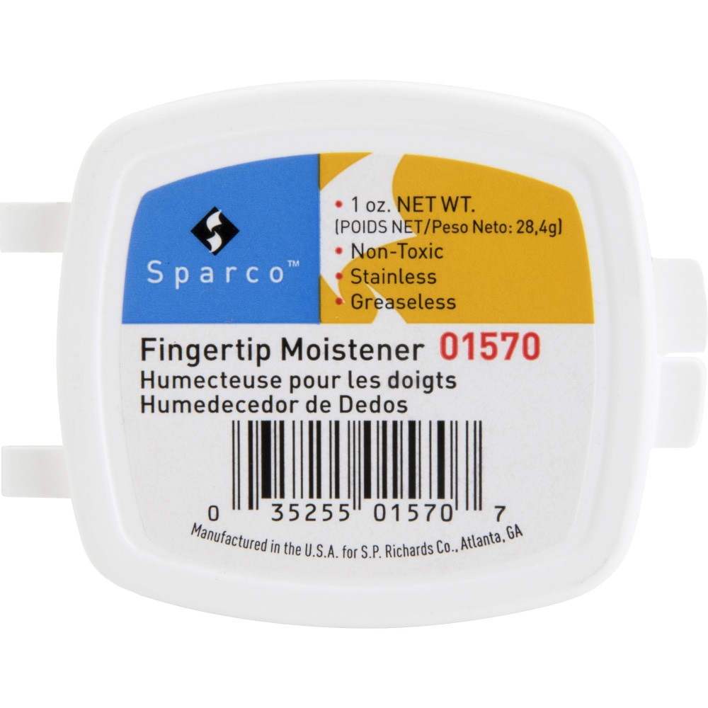 SP RICHARDS Sparco 01570  1 Oz. Greaseless Fingertip Moistener - Odorless, Greaseless, Stainingless, Non-slip - 1 oz - White