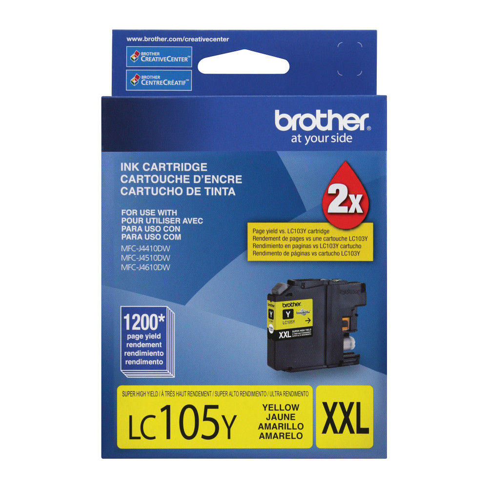 BROTHER INTL CORP LC105Y Brother LC105 Yellow High-Yield Ink Cartridge, LC105Y