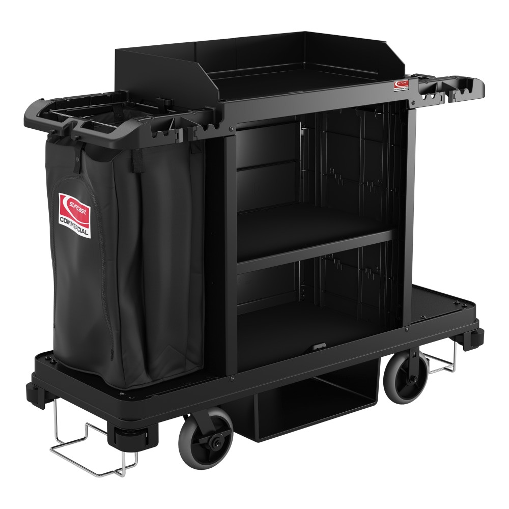 SUNCAST CORPORATION Suncast Commercial HKC1000  Housekeeping Cart, Standard, 49-3/4in x 24in, Black