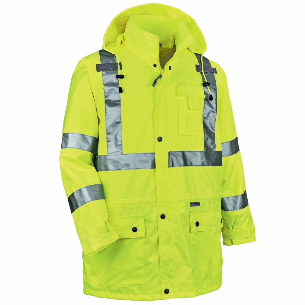 ERGODYNE CORPORATION 24326 Ergodyne GloWear 8365 Type R Class 3 High-Visibility Rain Jacket, 2X, Lime