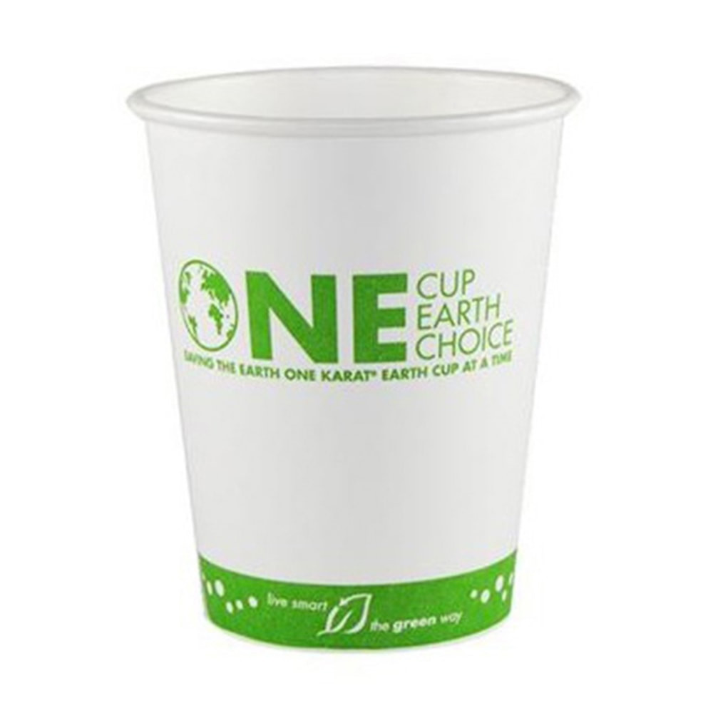 Serve coffee, tea and cocoa using Karat Earth Paper Hot Cups. These paper cups offer resist leaks to satisfy thirsty customers.  Made of sturdy paper.  PLA lining guards against leaks.  Designed for serving hot beverages.