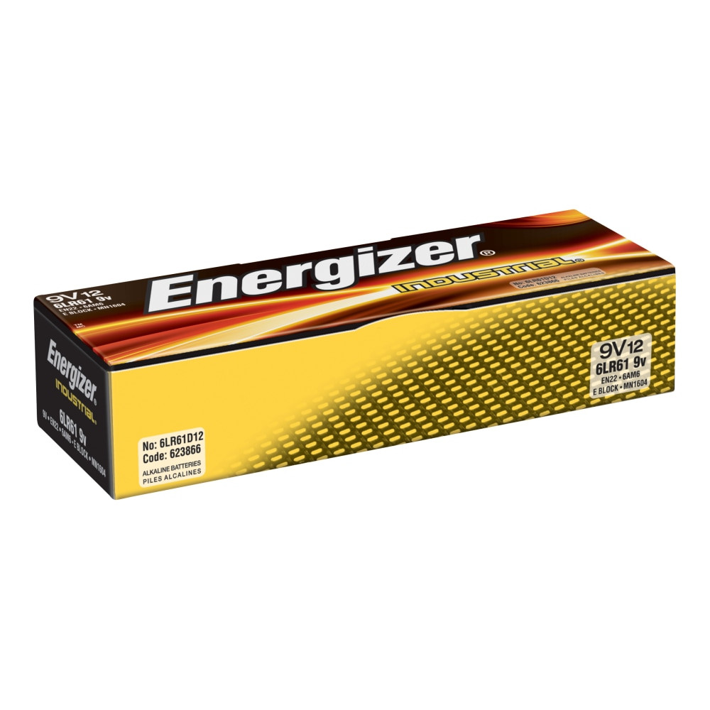 ENERGIZER BRANDS LLC EN22 Energizer Industrial Alkaline 9-Volt Batteries, Pack Of 12