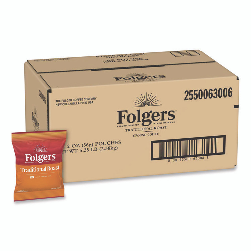 KEURIG DR PEPPER Folgers® 63006 Traditional Roast Ground Coffee Fraction Packs, Traditional Roast, 2oz, 42/Carton