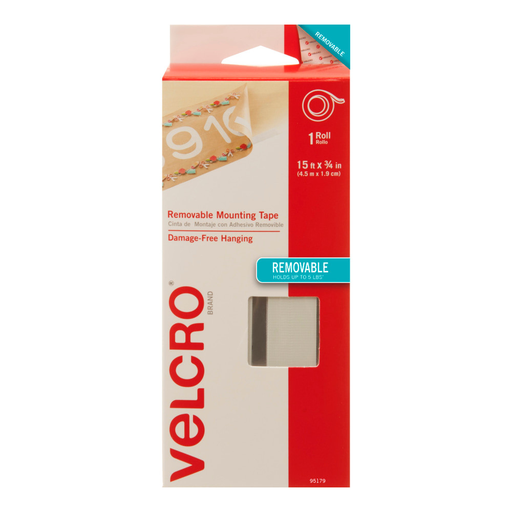 VELCRO USA INC VELCRO Brand 95179  Removable Mounting Tape, 0.75in x 15ft, White