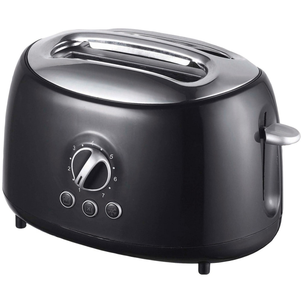 BRENTWOOD APPLIANCES , INC. TS-270BK Brentwood TS-270BK Cool Touch 2-Slice Extra Wide Slot Retro Toaster, Black - 700 W - Toast, Bagel, Bread, Waffle, Browning, Reheat, Defrost - Black, Silver