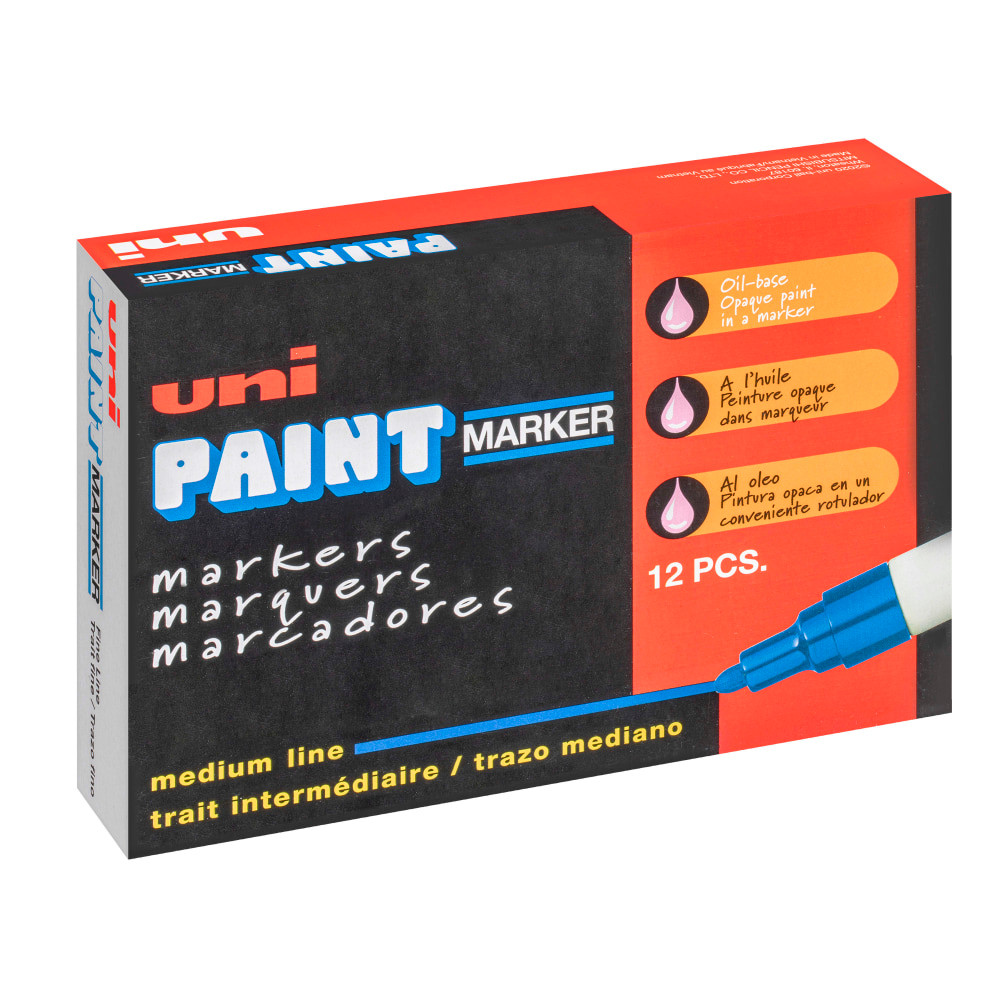 NEWELL BRANDS INC. 63613 Uni-Paint Markers, Medium Point, White, Pack Of 12