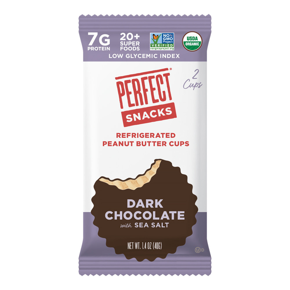 PERFECT BAR, LLC 211527 Perfect Snacks Organic Peanut Butter Cups, Dark Chocolate Sea Salt, 1.4 Oz, Pack Of 16 Cups