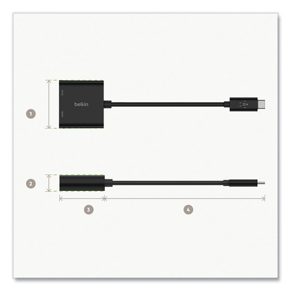 BELKIN COMPONENTS AVC002BKBL USB-C to HDMI + Charge Adapter, HDMI/USB-C(F)/USB-C(M), 2.53", Black